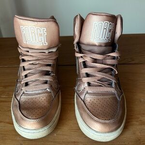 Nike Force High Top Sneakers Metallic Rose Gold Womens Size 8 Preowned